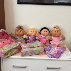 Cabbage Patch Dolls (4) & Accessories.